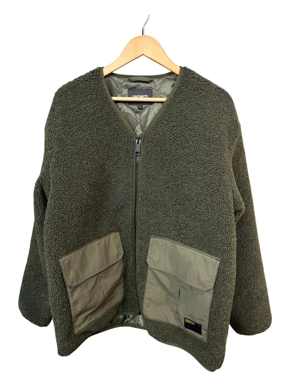 Carhartt WIP Devin Liner Jacket Mens Sz Large Green Sherpa Street Chore Coat